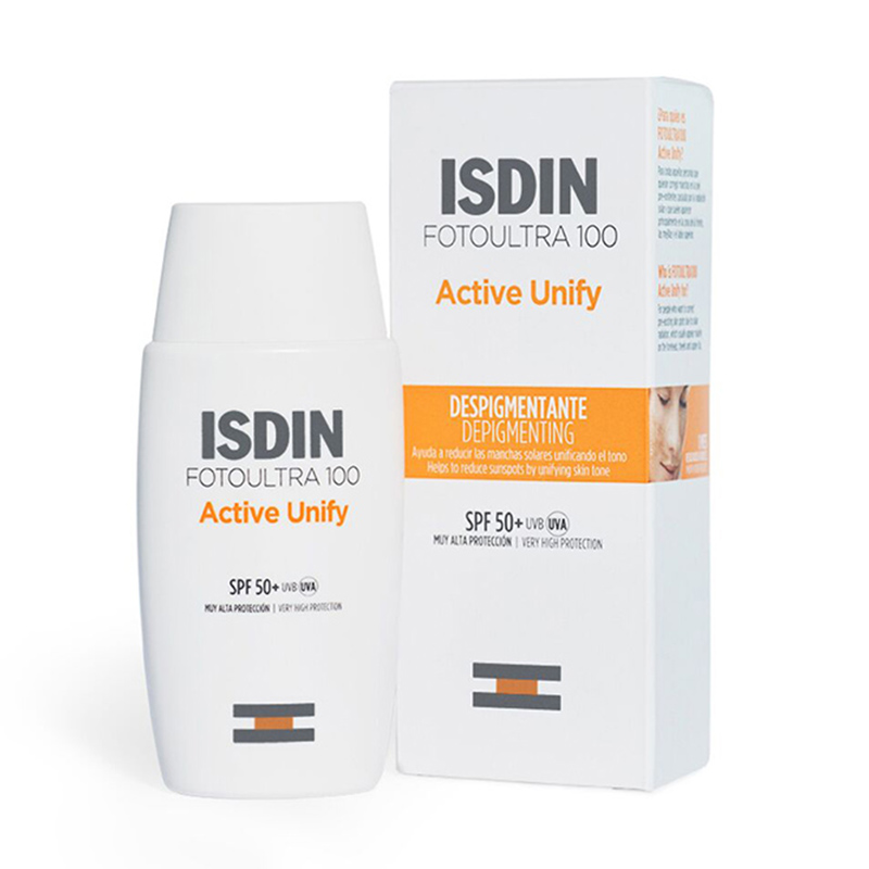 Foto Ultra 100- ISDIN Active Unify Fusion Fluid SPF 50-01 کرم ضد آفتاب و ضد لک بی رنگ ایزدین SPF 50 - تصویر 1