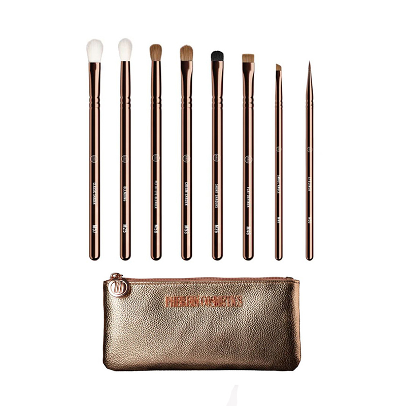 PH NUDE DREAMS EYEBRUSH SET (2) ست براش چشم 8 عددی رزگلد به همراه کیف فرن کازمتیک - تصویر 1