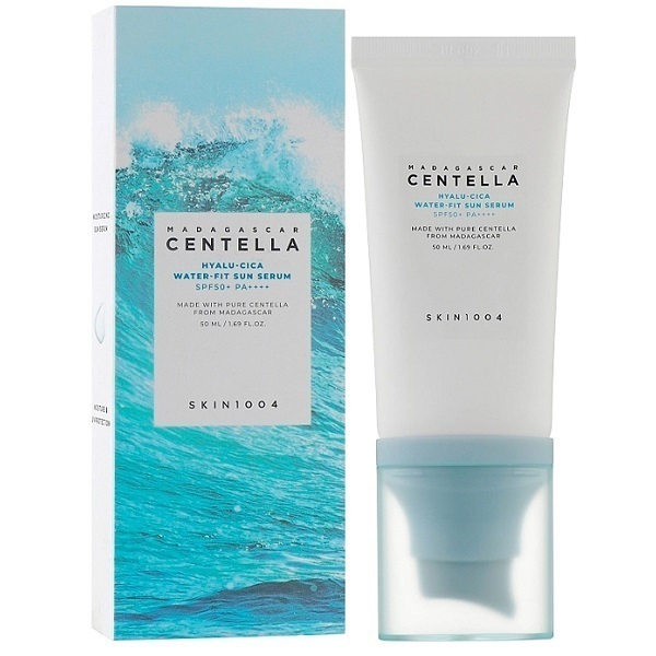 SKIN 1004 HYALU-CICA WATER-FIT SUN SERUM SPF50+ PA (1) کرم ضد آفتاب سنتلا اسکین 1004 هیالو سیکا SPF50 - تصویر 1