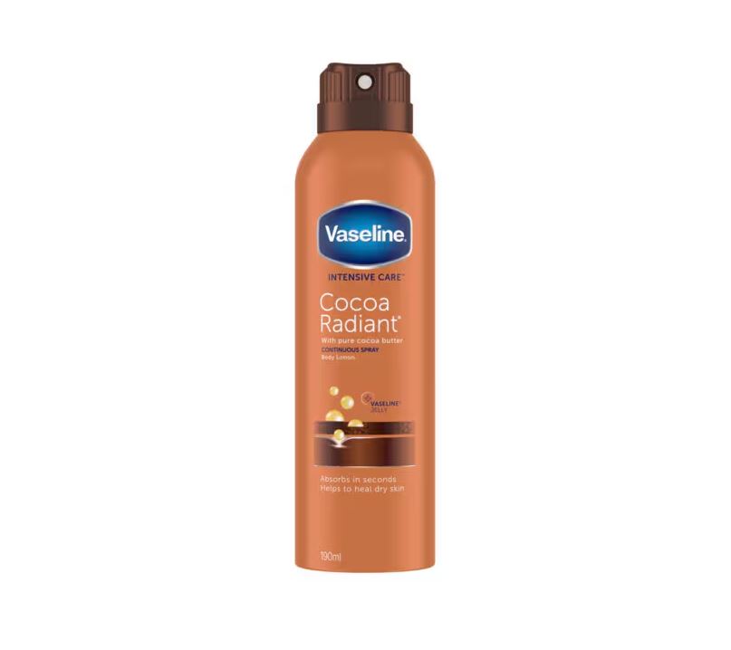 Vaseline Intensive Care Spray Moisturizer Cocoa Radiant (1) اسپری آبرسان بدن وازلین عصاره روغن کاکائو - تصویر 1